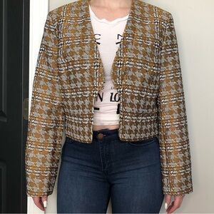 Nine West Mustard and White Houndstooth Blazer